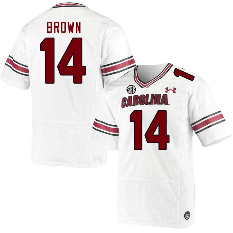 Men #14 Jared Brown South Carolina Gamecocks College Football Jerseys Stitched-White